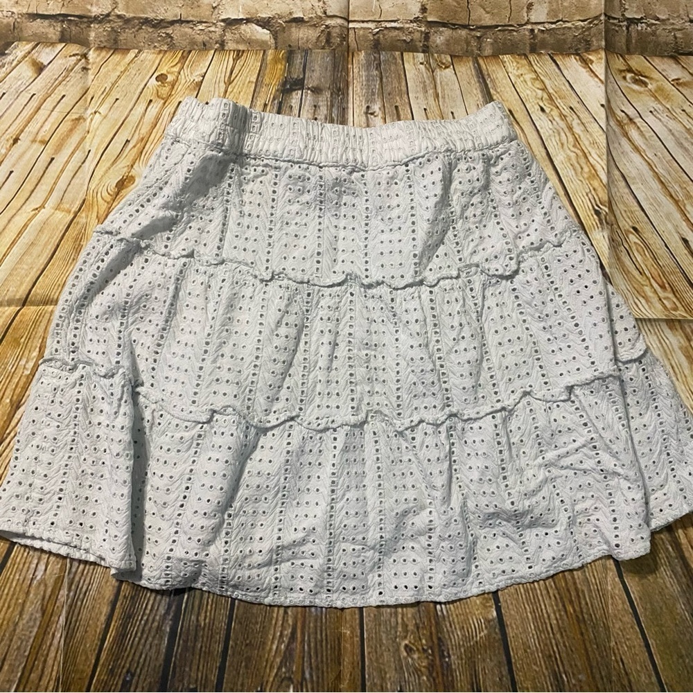 Sim &‎ Sam White Lace Inset Pull On Stretch Mini Skirt
